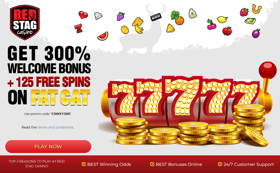 Red Stag AUD 300%
                                + 125 Free Spins